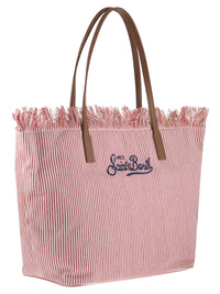 MC2 SAINT BARTH Mc2 Saint Barth Women City Shopper Bag With Stripes And Embroidered Logo