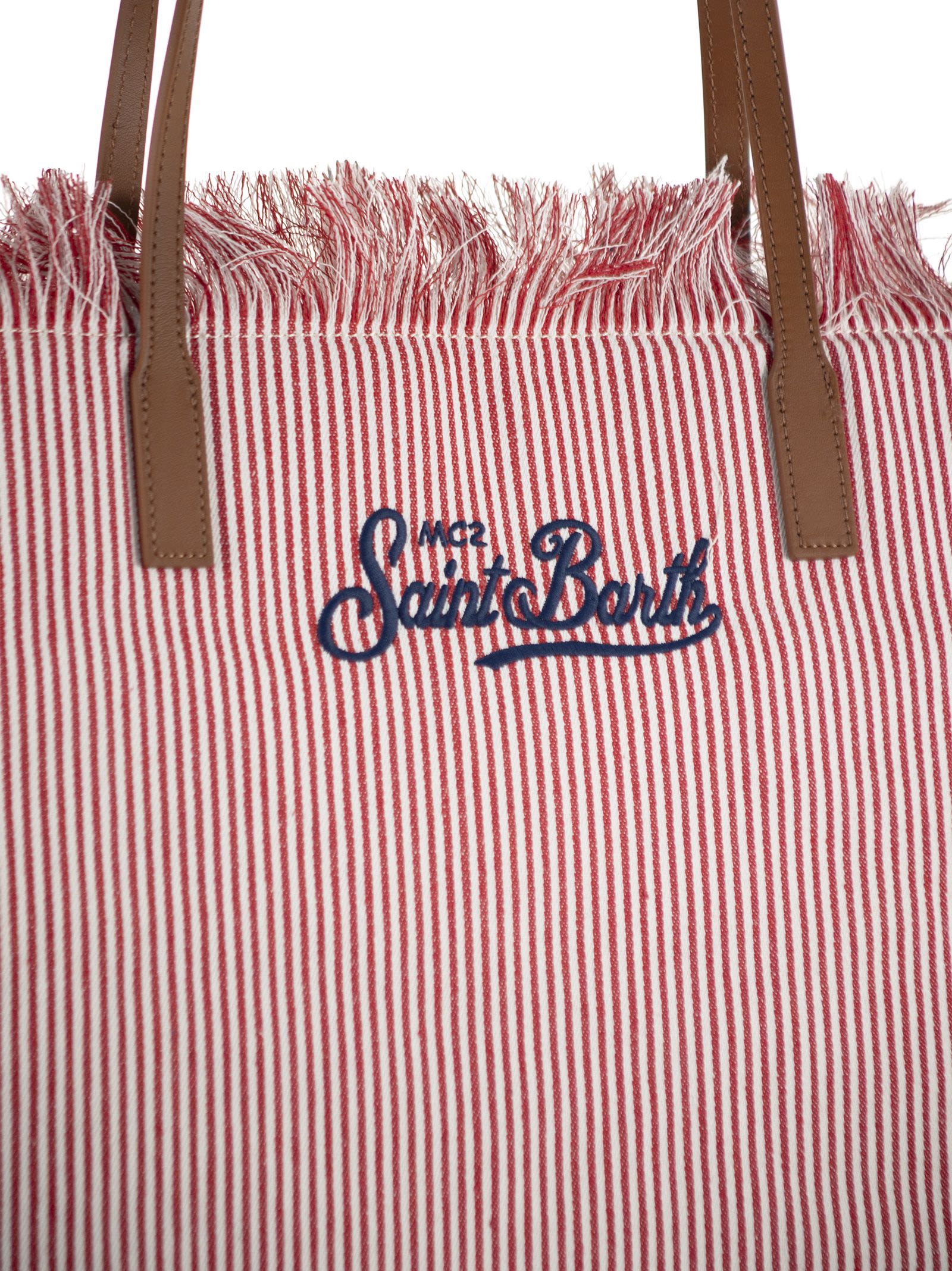 MC2 SAINT BARTH Mc2 Saint Barth Women City Shopper Bag With Stripes And Embroidered Logo