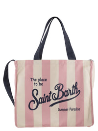 Mc2 Saint Barth Women Striped Shopping Bag With Saint Barth Logo