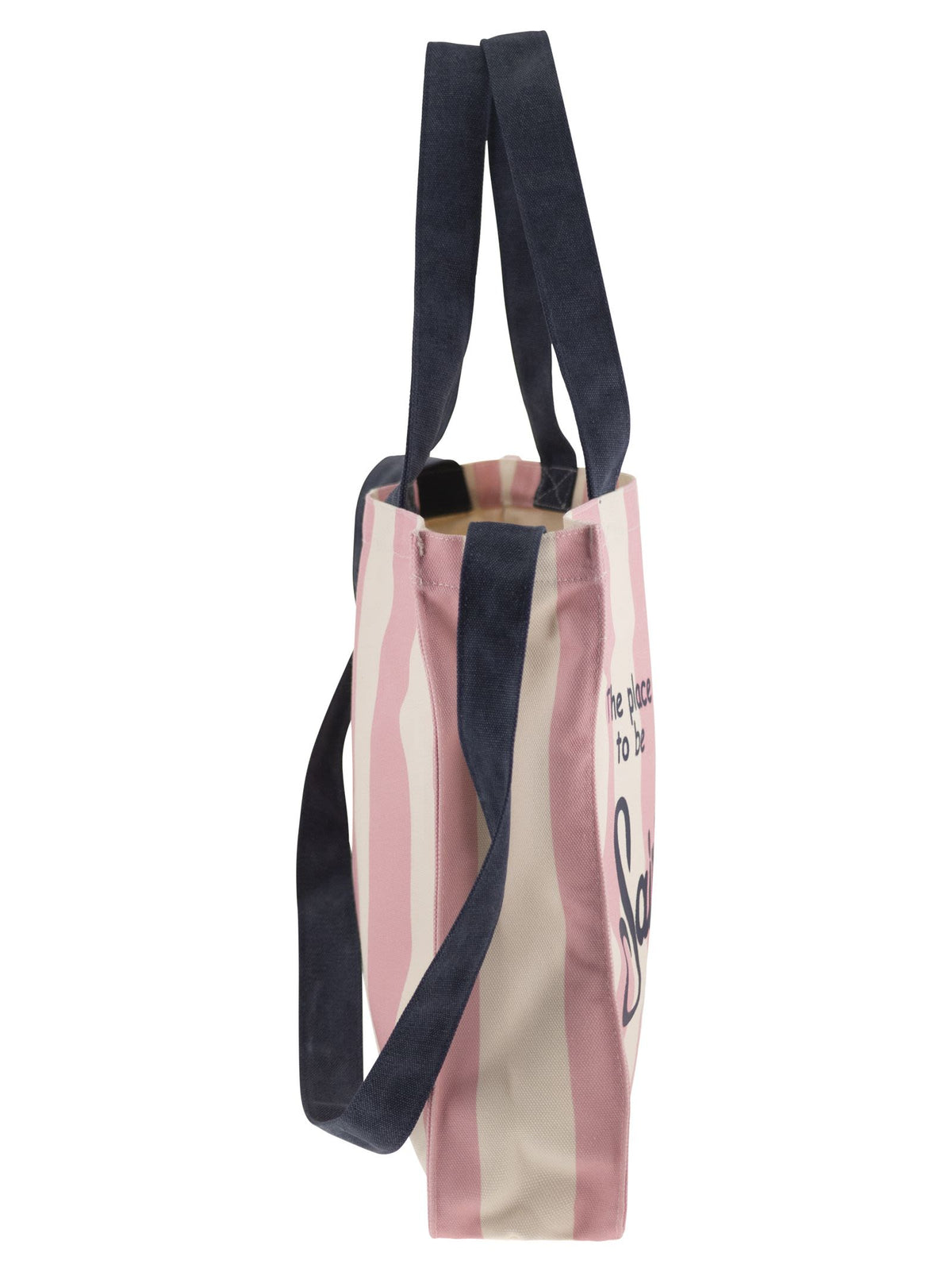 Mc2 Saint Barth Women Striped Shopping Bag With Saint Barth Logo