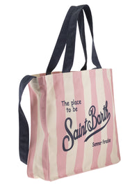 Mc2 Saint Barth Women Striped Shopping Bag With Saint Barth Logo