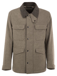 Montecore Men Virgin Wool Field Jacket With Alcantara Details