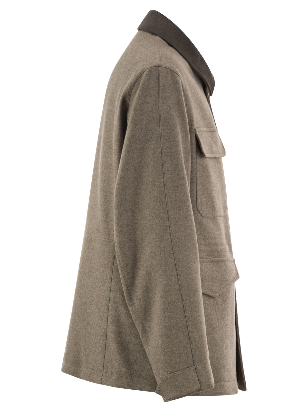 Montecore Men Virgin Wool Field Jacket With Alcantara Details