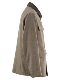Montecore Men Virgin Wool Field Jacket With Alcantara Details