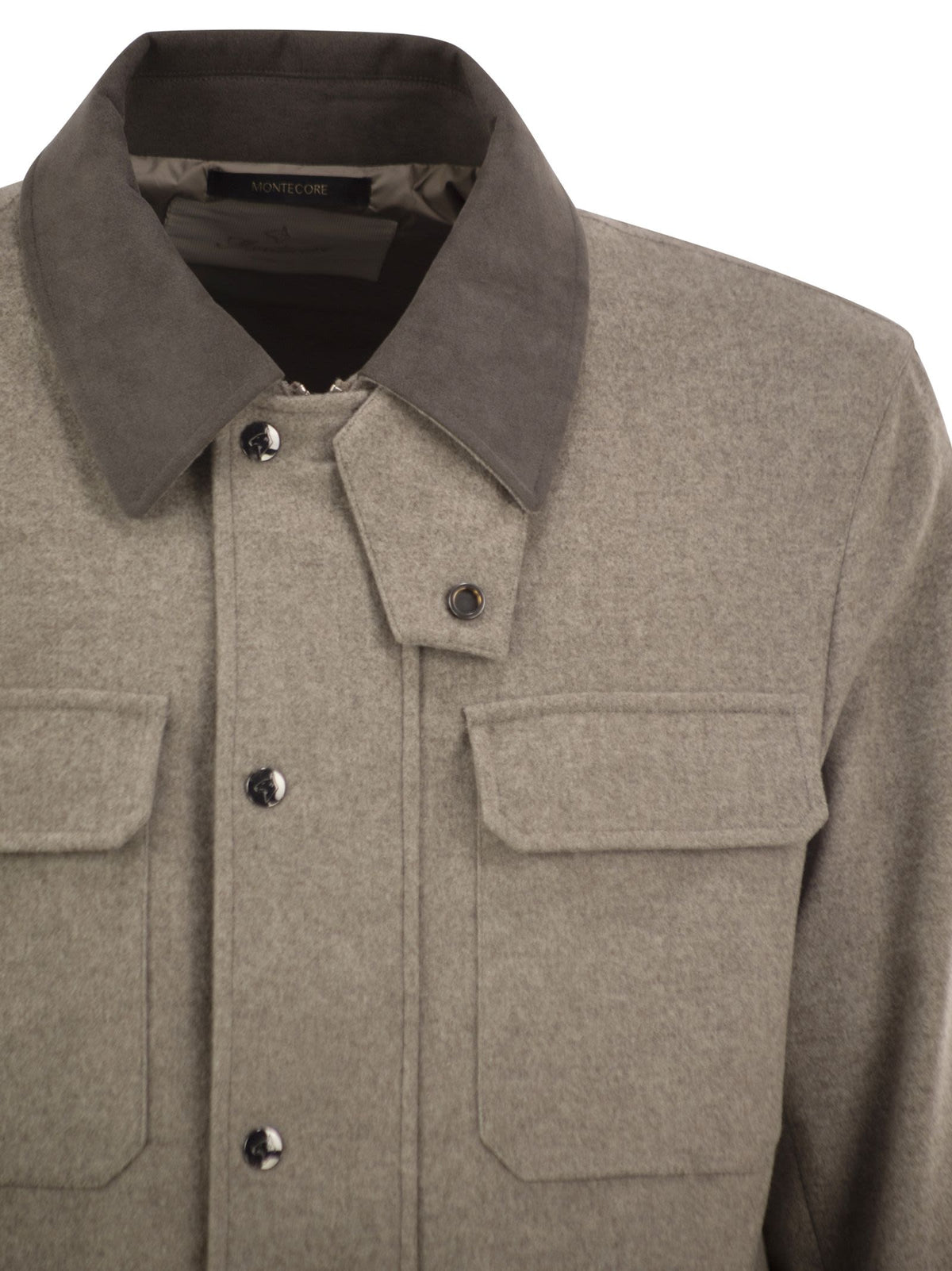 Montecore Men Virgin Wool Field Jacket With Alcantara Details