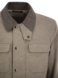Montecore Men Virgin Wool Field Jacket With Alcantara Details