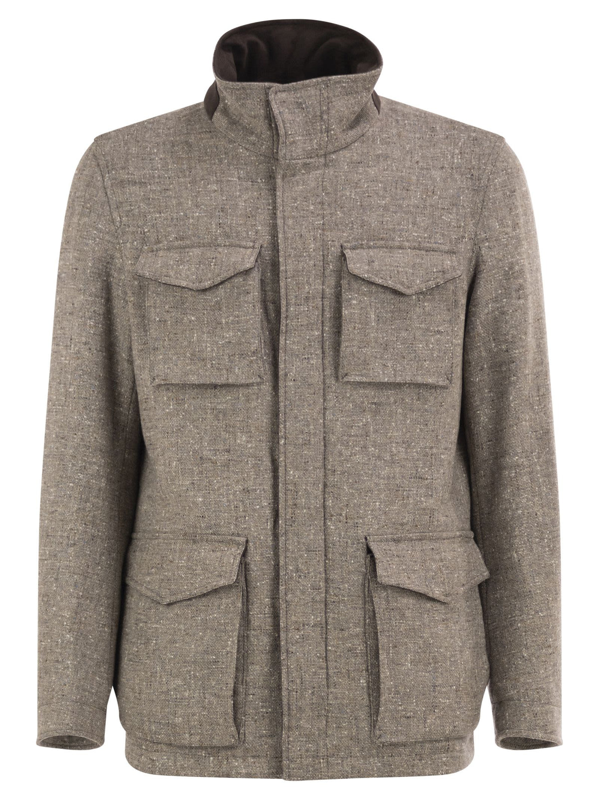 Herno Men Virgin Wool Field Jacket With Concealed Hood