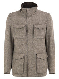 Herno Men Virgin Wool Field Jacket With Concealed Hood