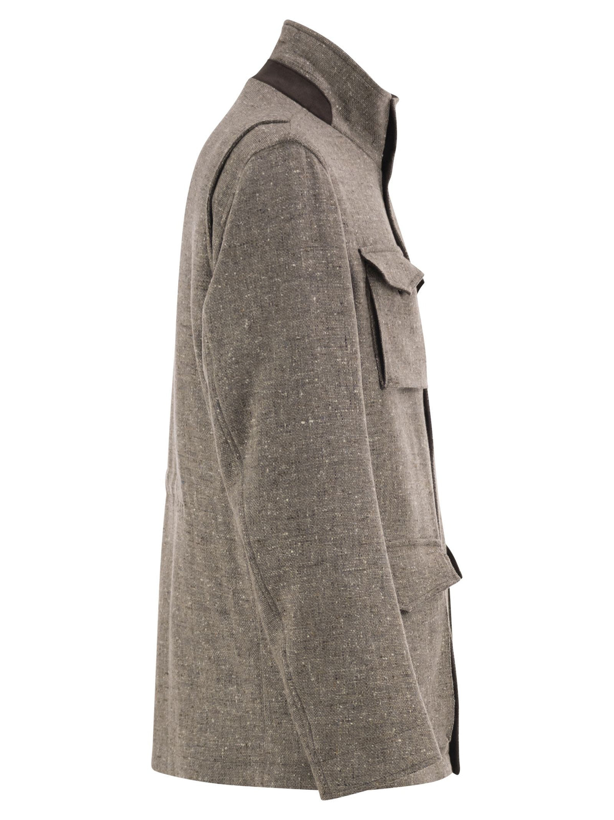 Herno Men Virgin Wool Field Jacket With Concealed Hood