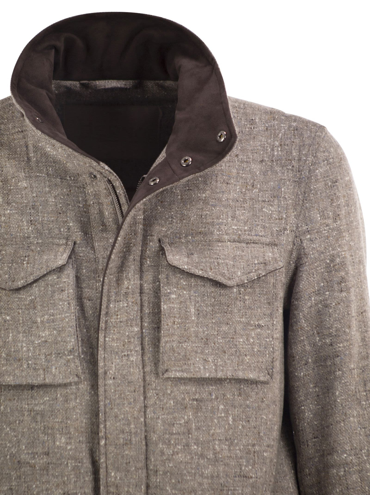 Herno Men Virgin Wool Field Jacket With Concealed Hood
