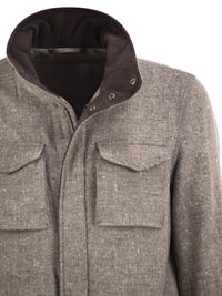Herno Men Virgin Wool Field Jacket With Concealed Hood