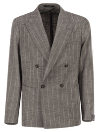 Tagliatore Men Double-Breasted Jacket In Alpaca And Linen
