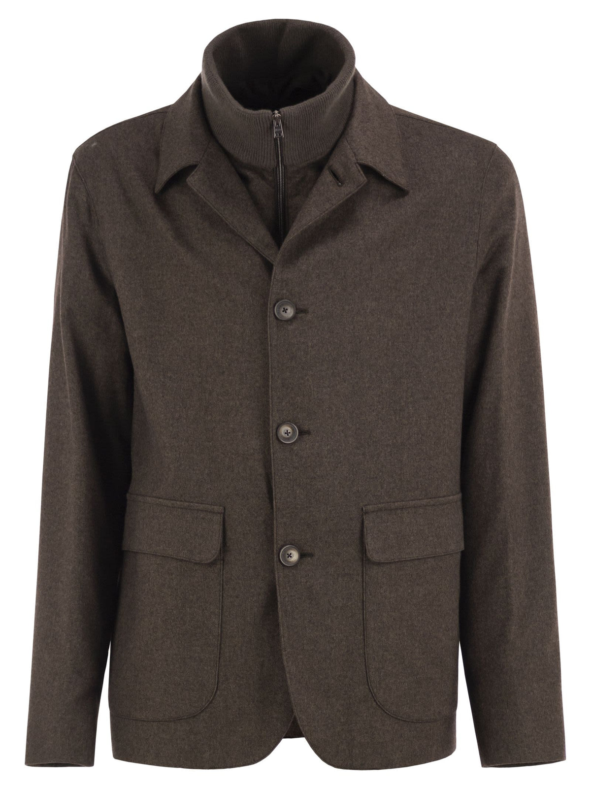 Herno Men Silk And Cashmere Tailored Jacket With Removable Inner Bib