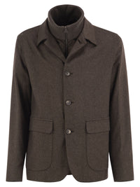 Herno Men Silk And Cashmere Tailored Jacket With Removable Inner Bib