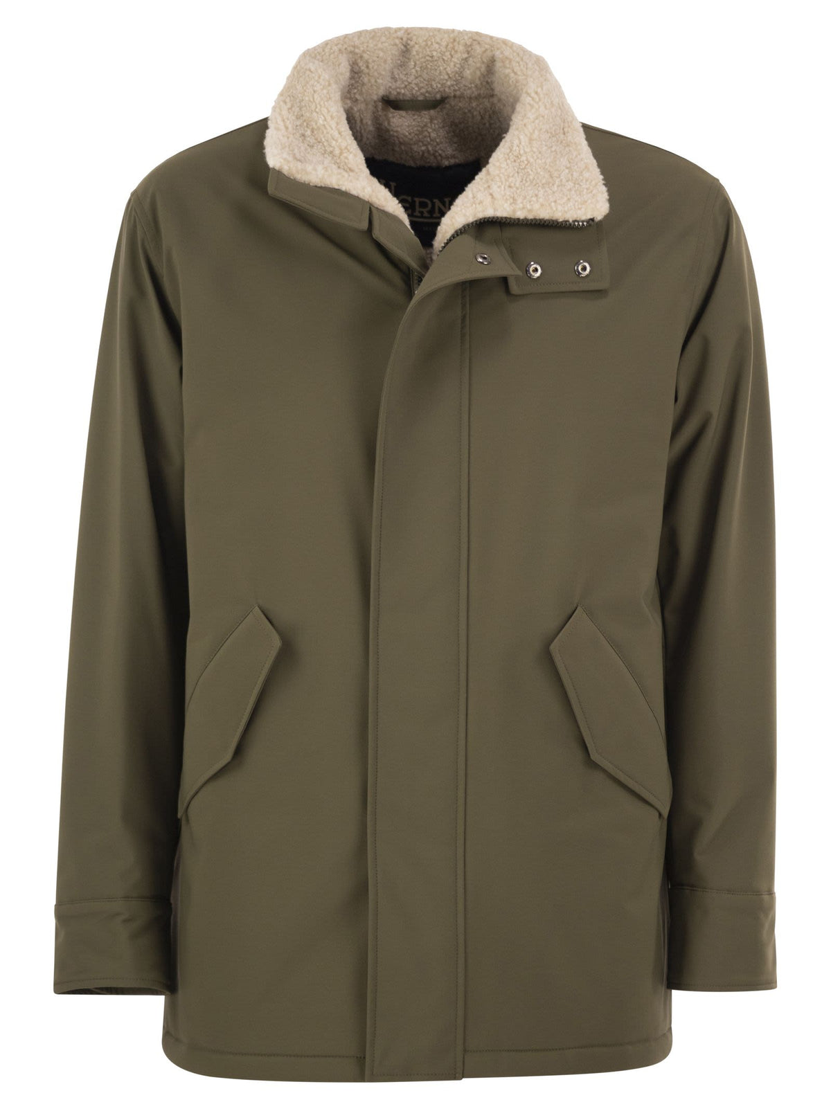 Herno Men Soft Shell Coat With Shearling-Effect Lining