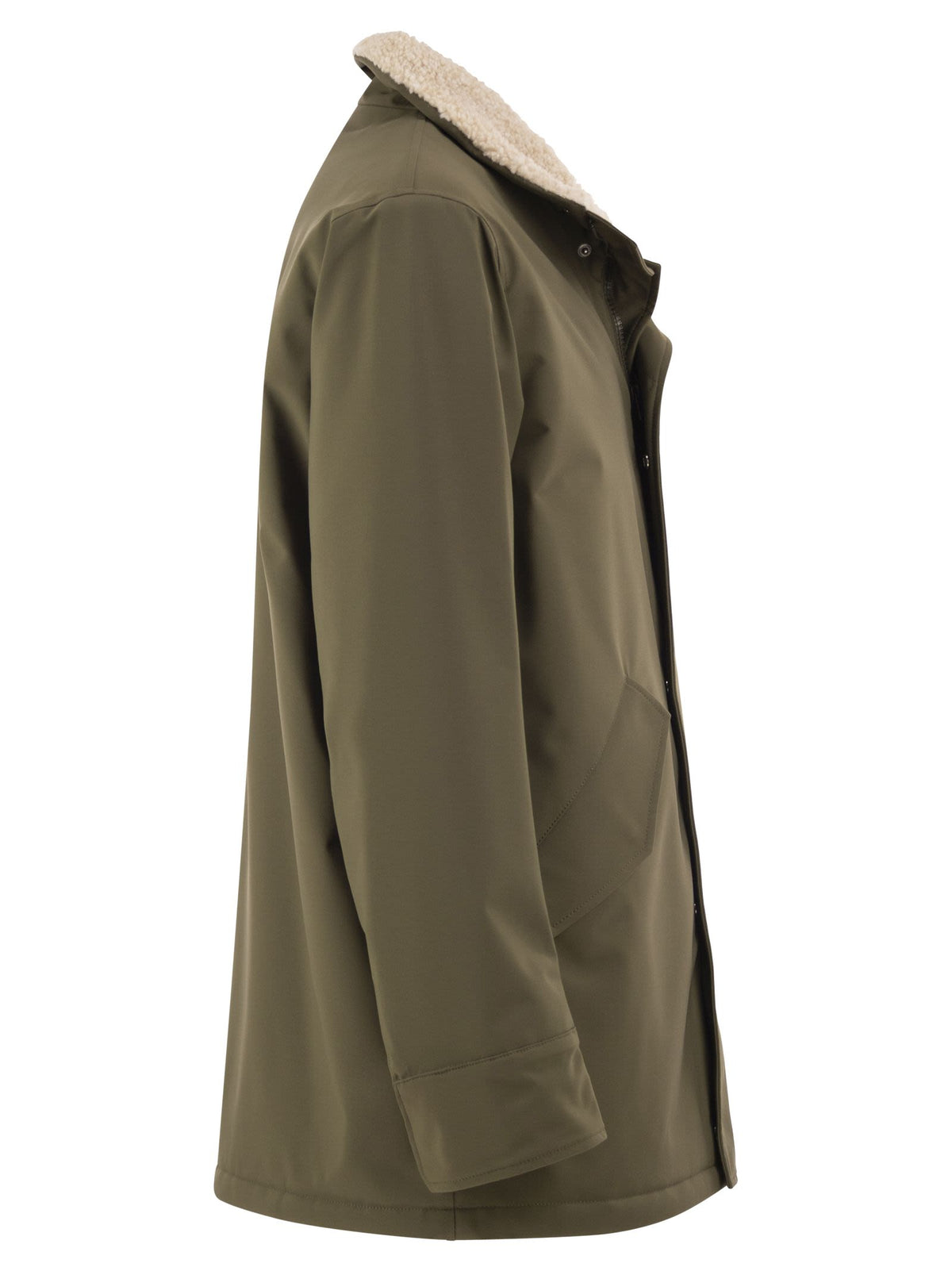 Herno Men Soft Shell Coat With Shearling-Effect Lining