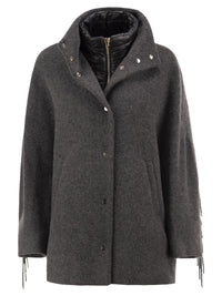 Herno Women Alpaca-Blend Coat With Fringes And Padded Insert
