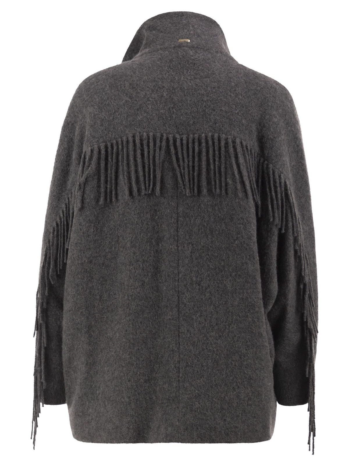 Herno Women Alpaca-Blend Coat With Fringes And Padded Insert