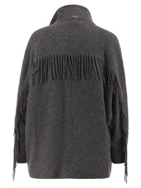 Herno Women Alpaca-Blend Coat With Fringes And Padded Insert