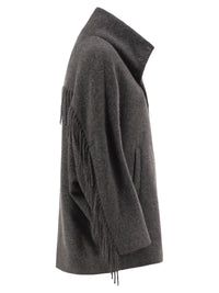 Herno Women Alpaca-Blend Coat With Fringes And Padded Insert