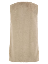 Herno Women Long Faux Fur-Effect Gilet With Round Neckline
