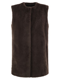 Herno Women Long Faux Fur-Effect Gilet With Round Neckline