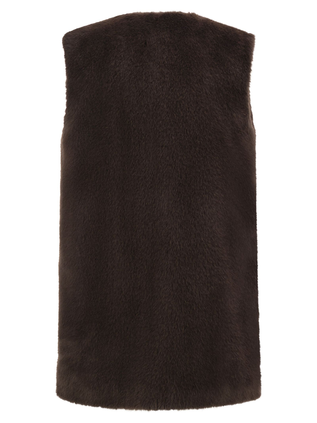 Herno Women Long Faux Fur-Effect Gilet With Round Neckline