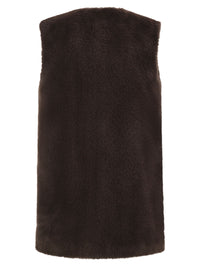 Herno Women Long Faux Fur-Effect Gilet With Round Neckline