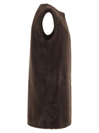 Herno Women Long Faux Fur-Effect Gilet With Round Neckline