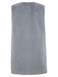 Herno Women Long Faux Fur-Effect Gilet With Round Neckline