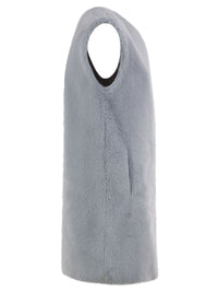 Herno Women Long Faux Fur-Effect Gilet With Round Neckline