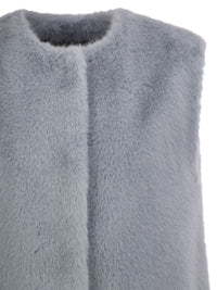 Herno Women Long Faux Fur-Effect Gilet With Round Neckline