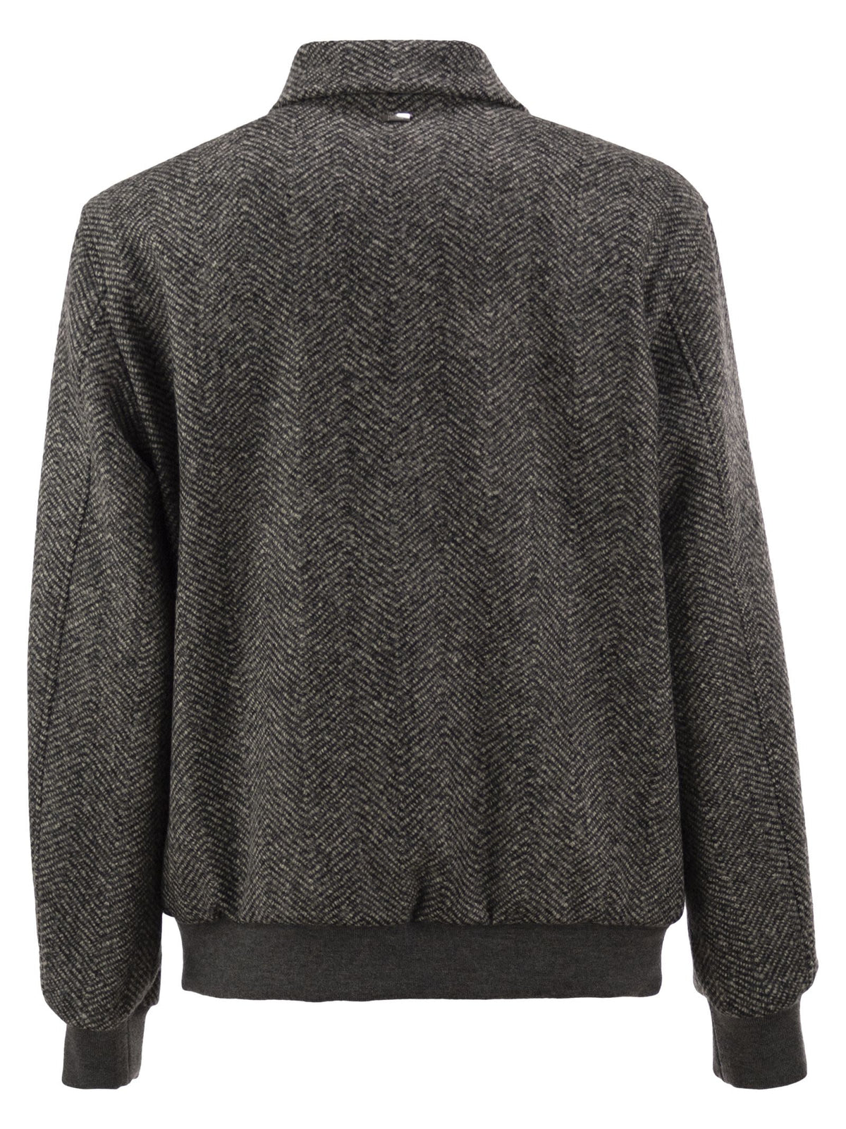 Herno Men Virgin Wool Herringbone Bomber Jacket