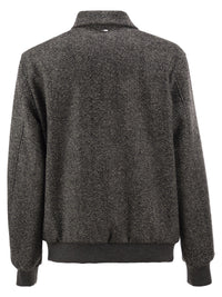 Herno Men Virgin Wool Herringbone Bomber Jacket