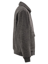 Herno Men Virgin Wool Herringbone Bomber Jacket