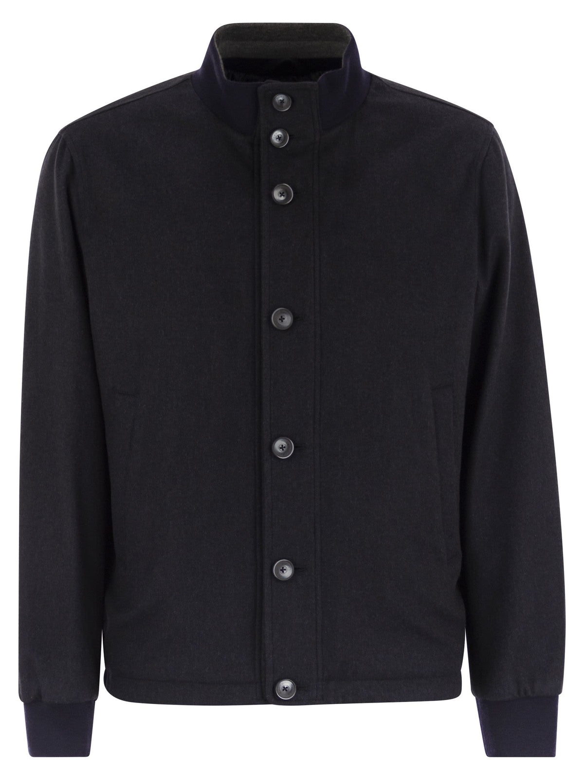 Herno Men Silk And Cashmere Bomber Jacket