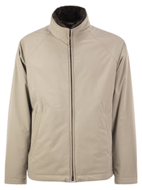 Herno Men Padded Technical Jacket With Stand Collar And Faux Fur Lining
