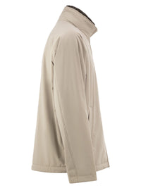 Herno Men Padded Technical Jacket With Stand Collar And Faux Fur Lining