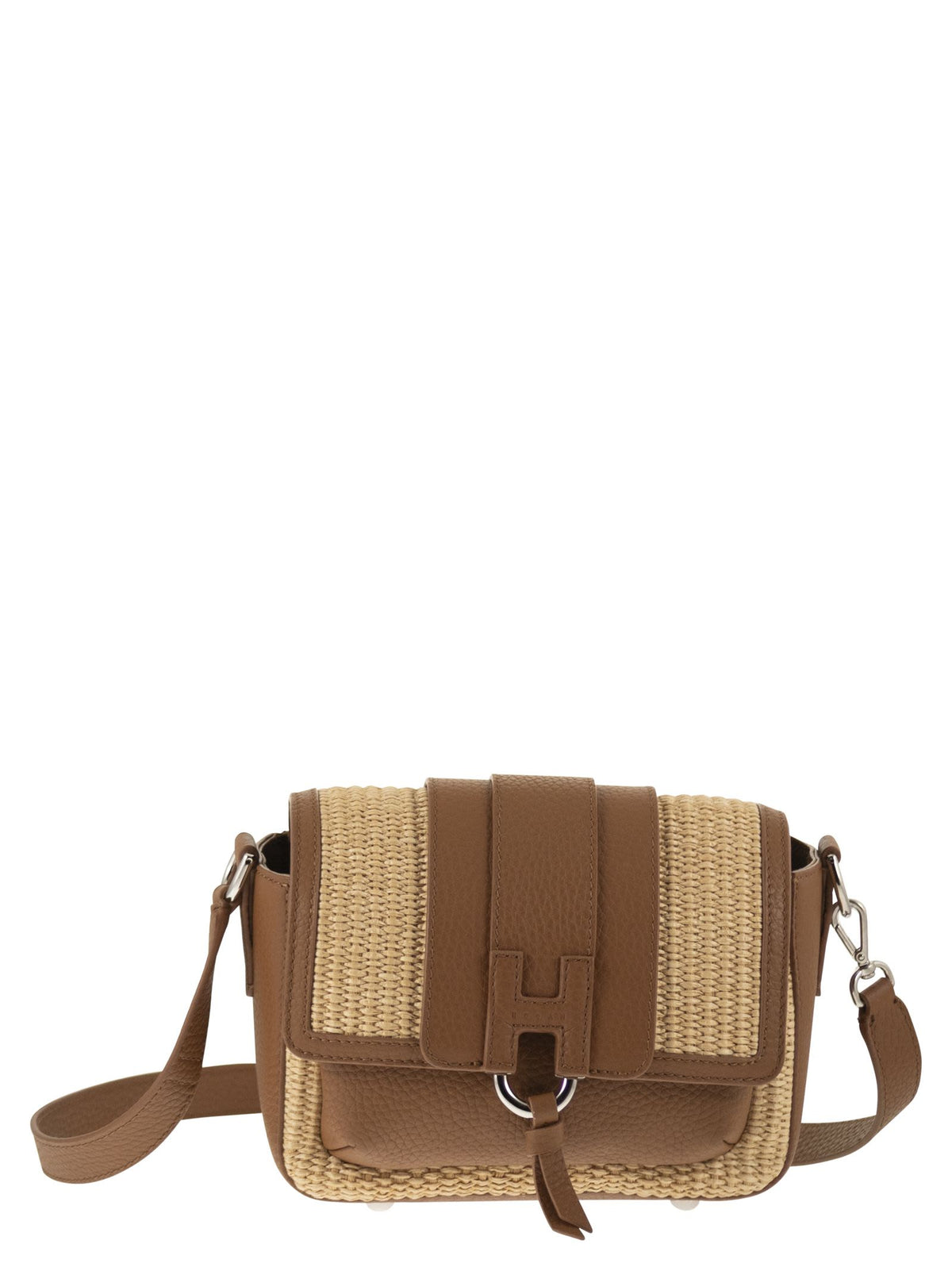 Hogan Women Trendy Flap Bag In Raffia And Leather