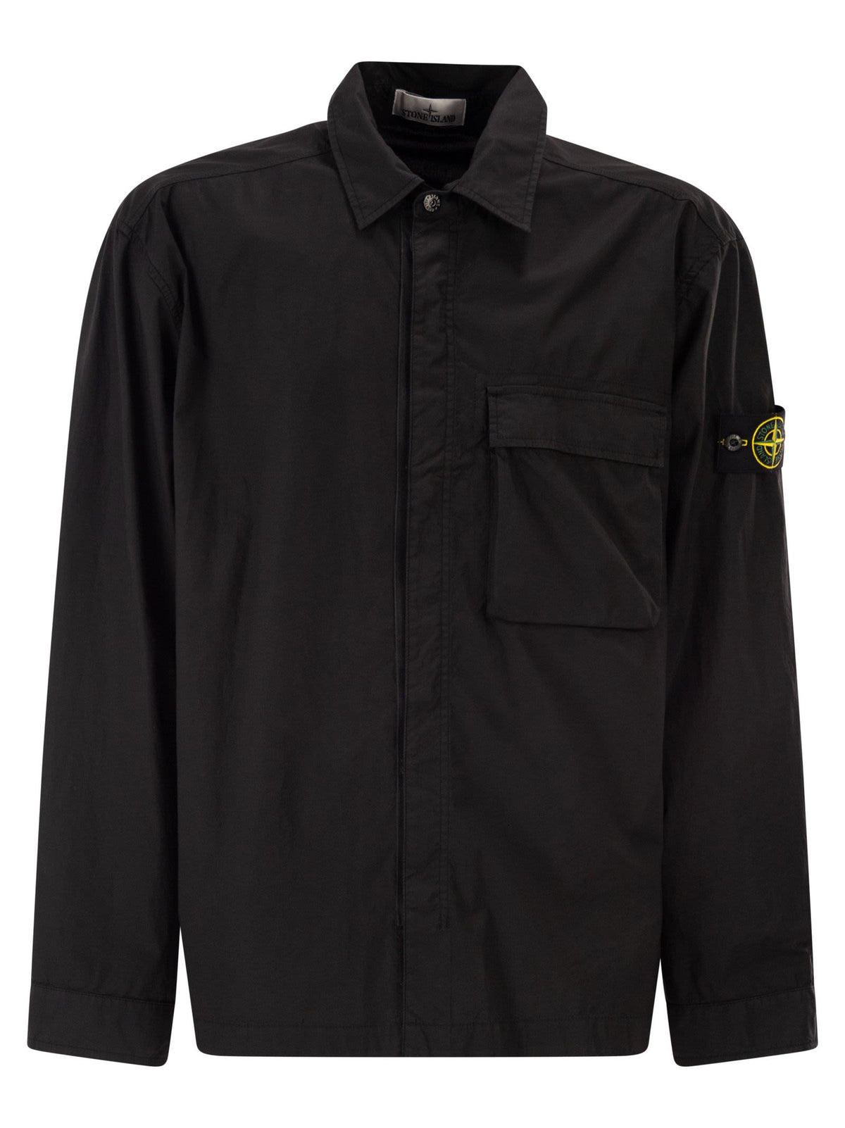 Stone Island Men Comfort Fit Overshirt With Press Studs