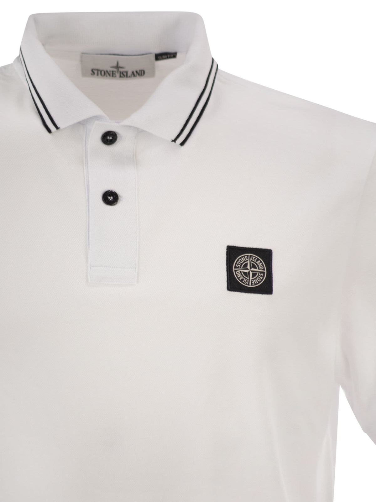 Stone Island Men Slim Fit Short Sleeve Polo Shirt With Compass Patch