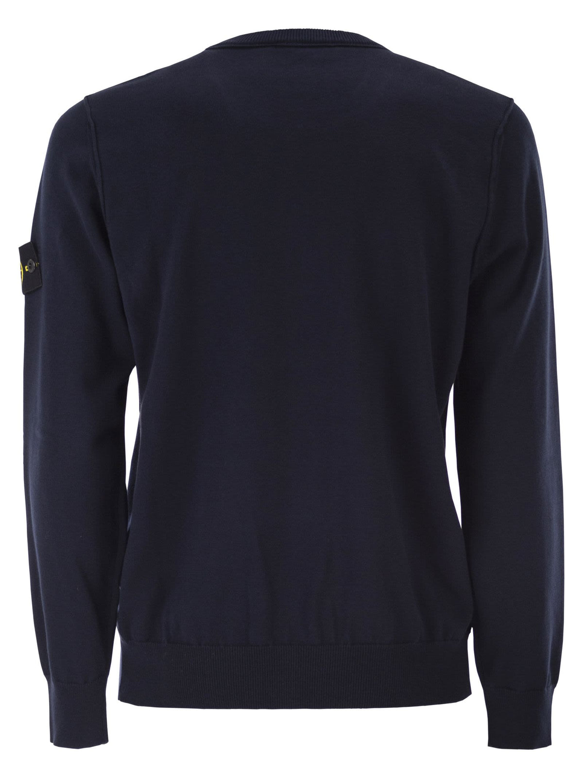 Stone Island Men Crew Neck Jumper With Small Lapel