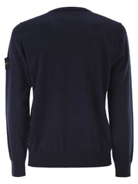 Stone Island Men Crew Neck Jumper With Small Lapel