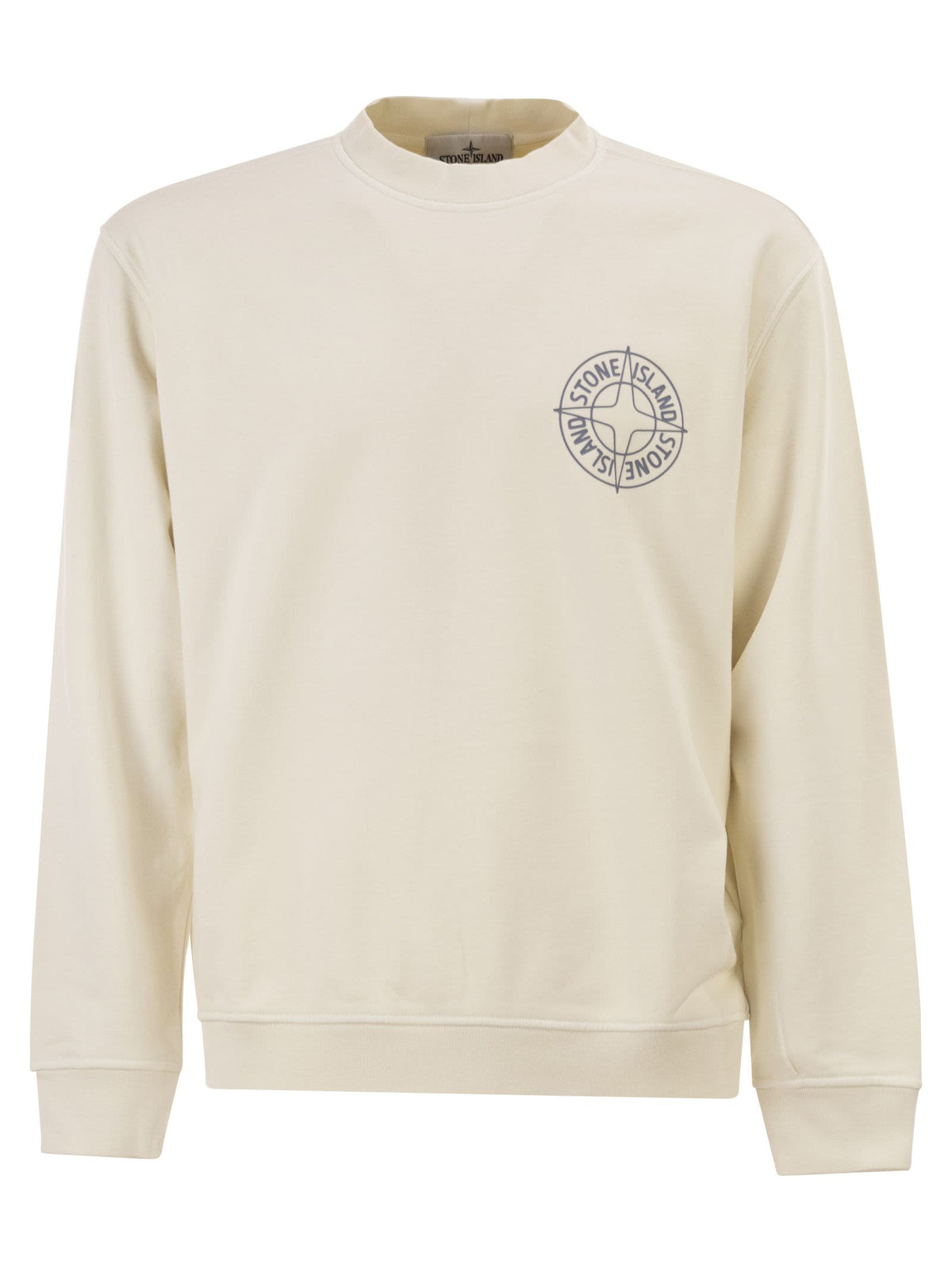 Stone Island Men Oversized Crew Neck Sweatshirt With “Outline Compass” Print