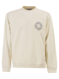 Stone Island Men Oversized Crew Neck Sweatshirt With “Outline Compass” Print