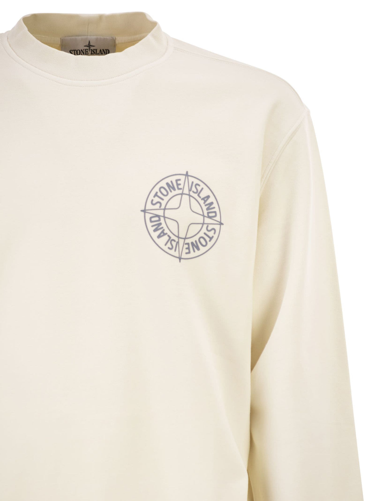 Stone Island Men Oversized Crew Neck Sweatshirt With “Outline Compass” Print