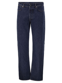 Stone Island Men Blue Straight-Leg Five-Pocket Cotton Jeans