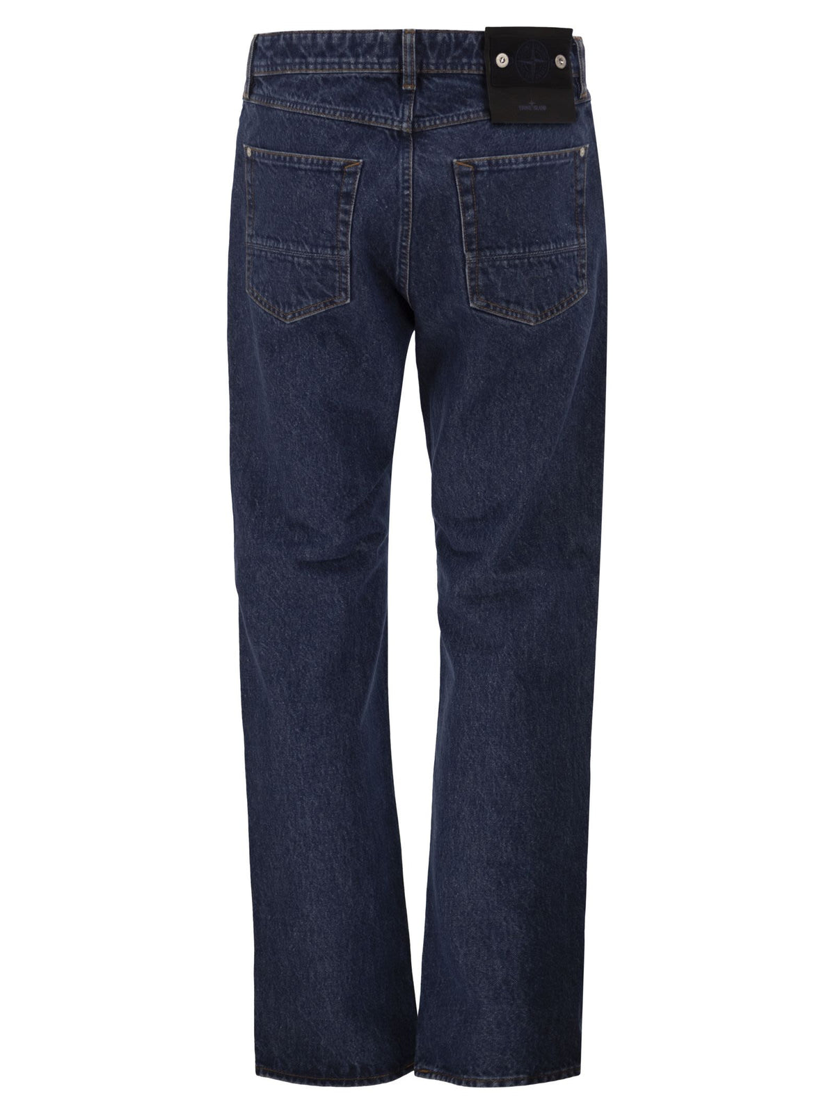 Stone Island Men Blue Straight-Leg Five-Pocket Cotton Jeans