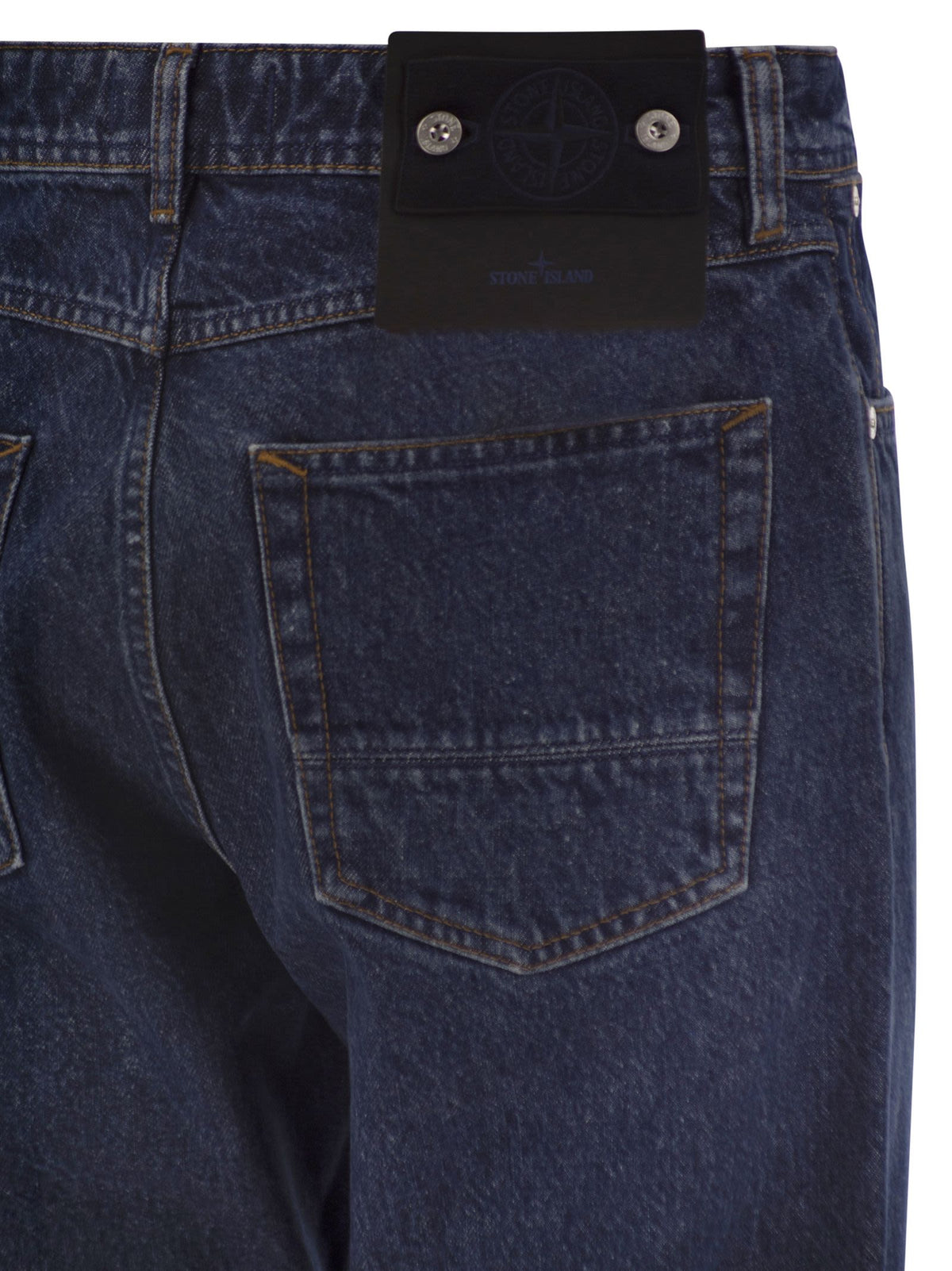 Stone Island Men Blue Straight-Leg Five-Pocket Cotton Jeans