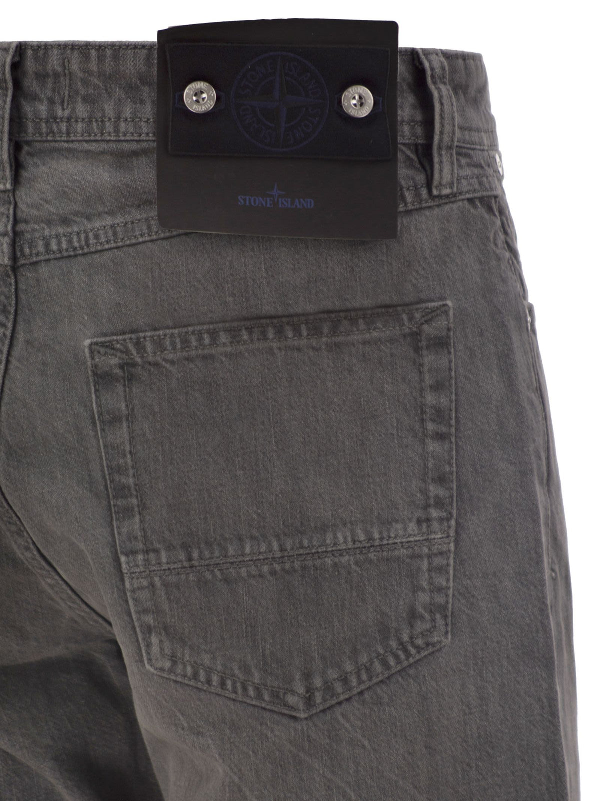 STONE ISLAND Stone Island Men Grey Straight-Leg Five-Pocket Cotton Jeans